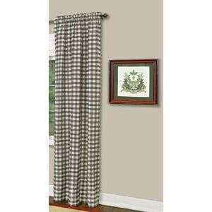Traditional Elegance Buffalo Check Window Curtain Panel - 42x95 - Taupe